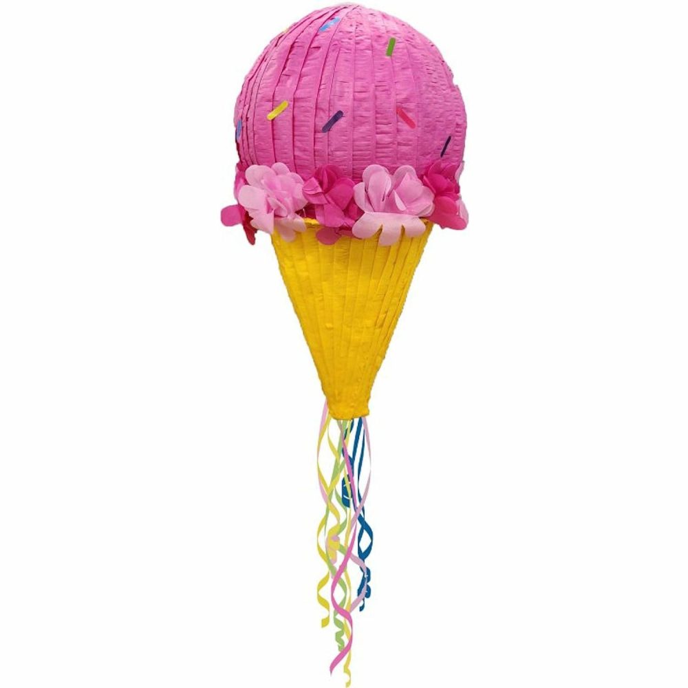 Pinatas | Sprinkle Ice Cream Cone 3D Pull String Pinata Decor Pinatas