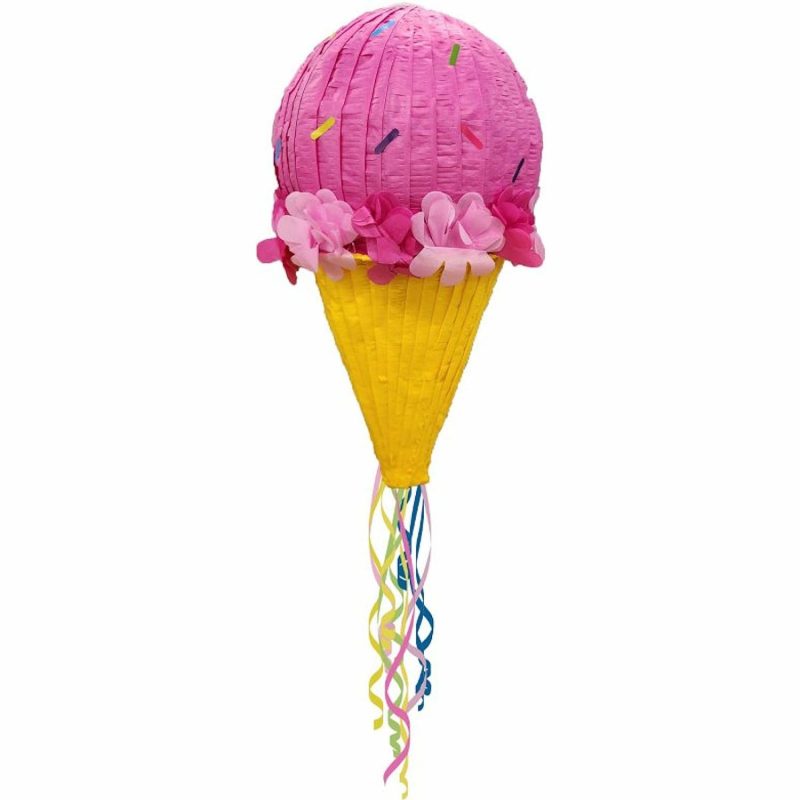 Pinatas | Sprinkle Ice Cream Cone 3D Pull String Pinata Decor Pinatas