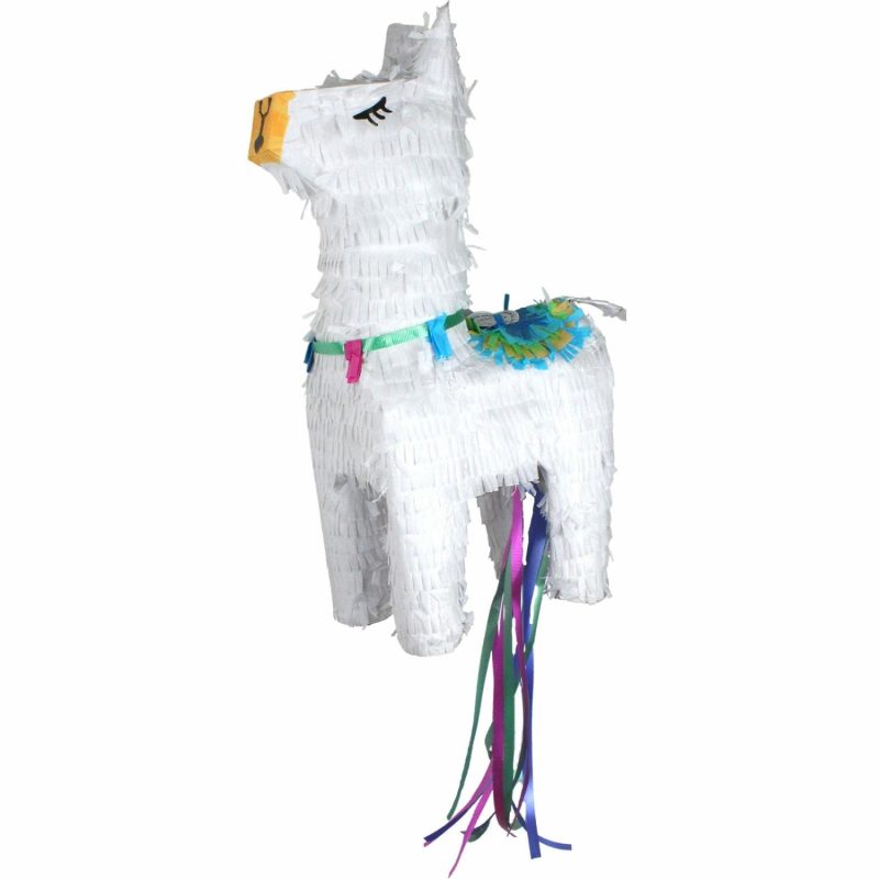 Pinatas | White Llama Pull String Pinata Decor Pinatas