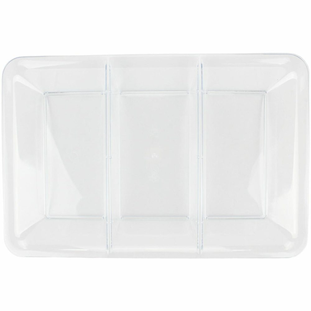 Plates, Platters & Bowls | Clear Plastic 3 Section Rectangular Platter 36Cm Catering & Kitchen Plates, Platters & Bowls