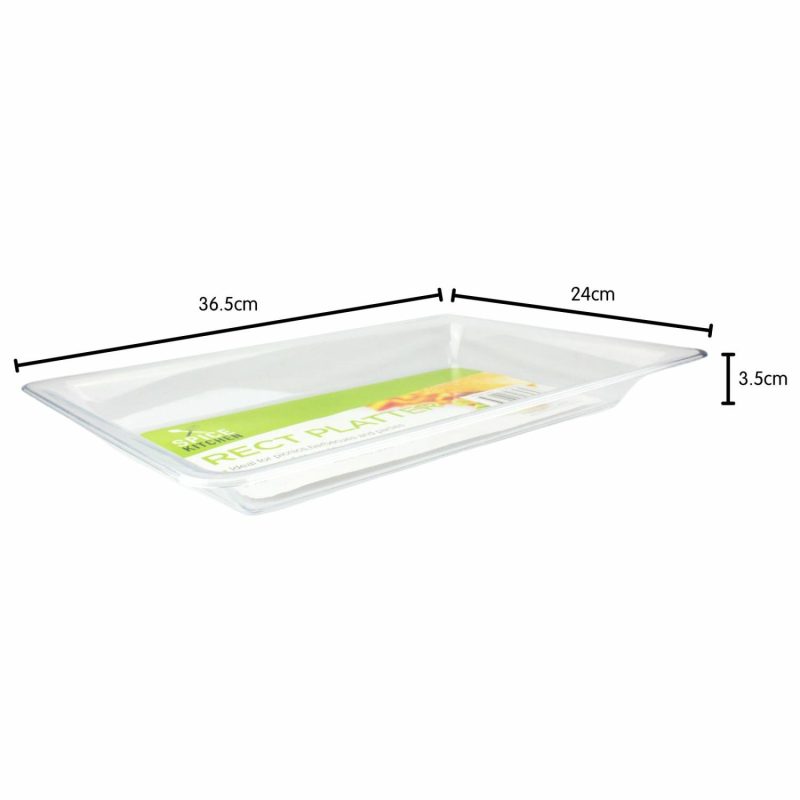 Plates, Platters & Bowls | Clear Plastic Rectangle Platter 36.5Cm Catering & Kitchen Plates, Platters & Bowls