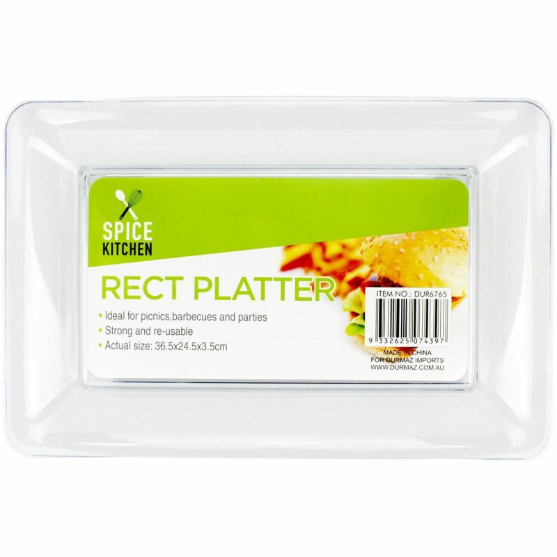 Plates, Platters & Bowls | Clear Plastic Rectangle Platter 36.5Cm Catering & Kitchen Plates, Platters & Bowls