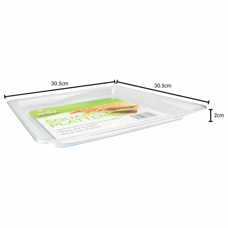 Plates, Platters & Bowls | Clear Plastic Square Platter 30.5Cm Catering & Kitchen Plates, Platters & Bowls