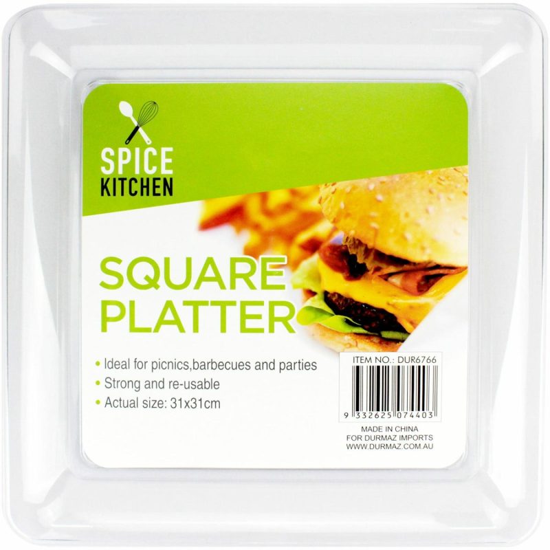 Plates, Platters & Bowls | Clear Plastic Square Platter 30.5Cm Catering & Kitchen Plates, Platters & Bowls