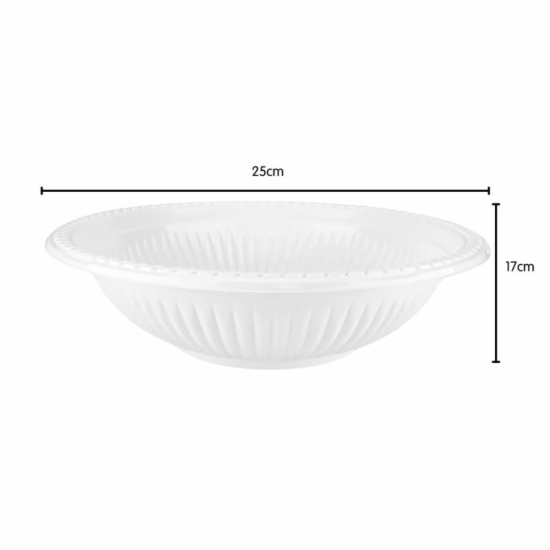 Plates, Platters & Bowls | Everyday Living Reusable White Plastic Serving Bowls 25Cm (Pack Of 3) Catering & Kitchen Plates, Platters & Bowls