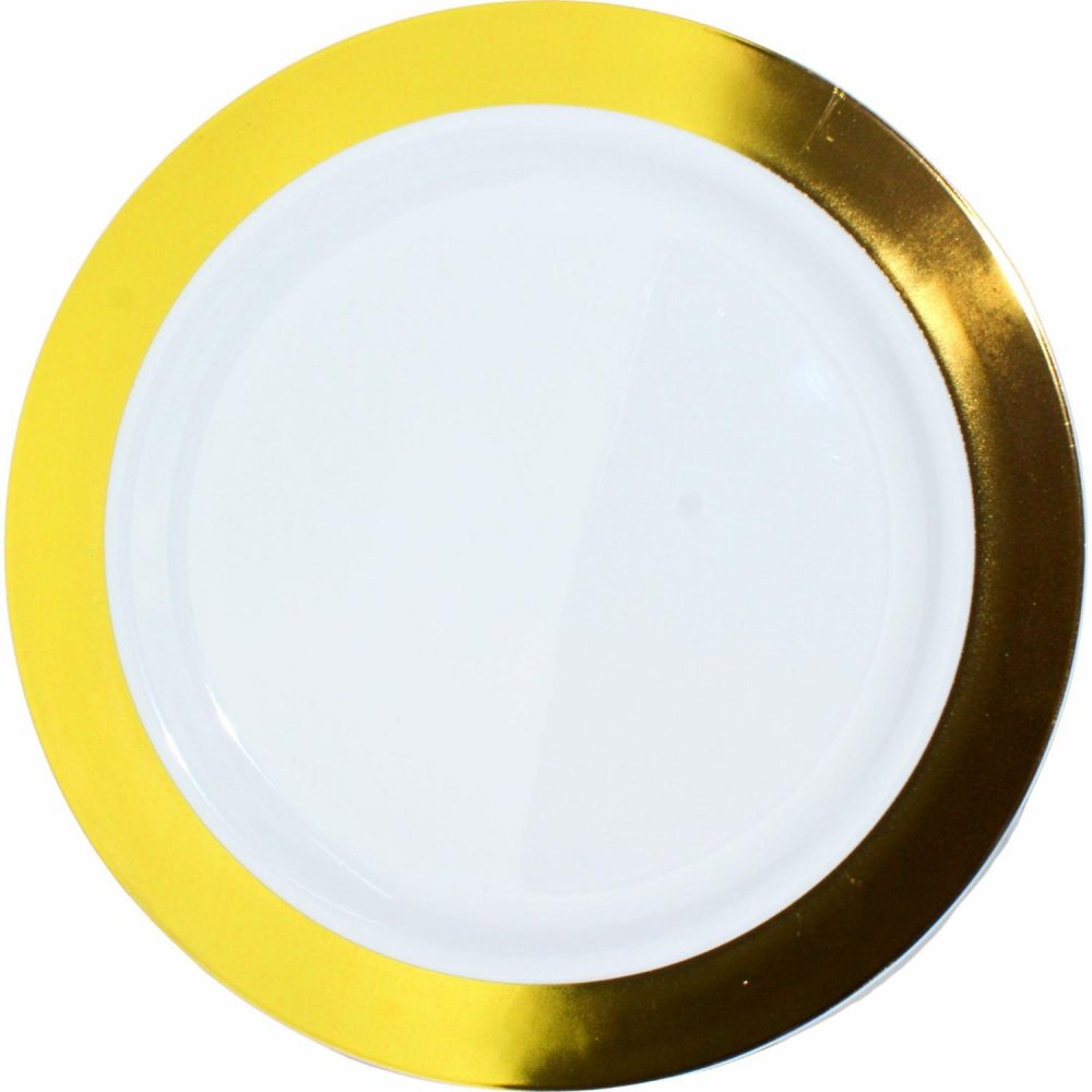 Plates, Platters & Bowls | Gold Trim 22Cm Plastic Plates (Pack Of 6) Catering & Kitchen Plates, Platters & Bowls