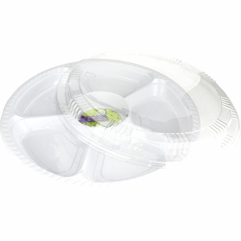 Plates, Platters & Bowls | Plastic Chip And Dip Platter With Lid (5 Section) Catering & Kitchen Plates, Platters & Bowls