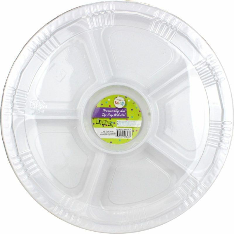 Plates, Platters & Bowls | Plastic Chip And Dip Platter With Lid (5 Section) Catering & Kitchen Plates, Platters & Bowls