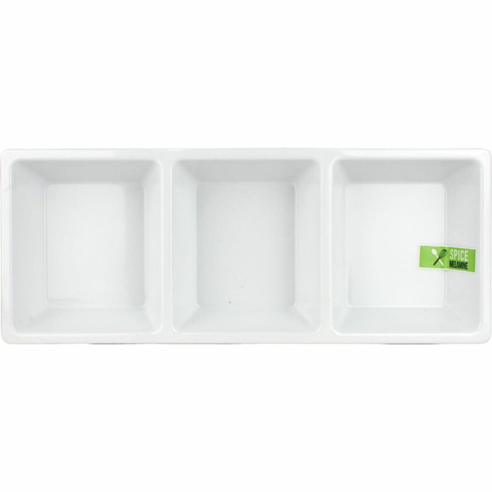 Plates, Platters & Bowls | White Melamine 3 Section Tray 38Cm X 15Cm Catering & Kitchen Plates, Platters & Bowls