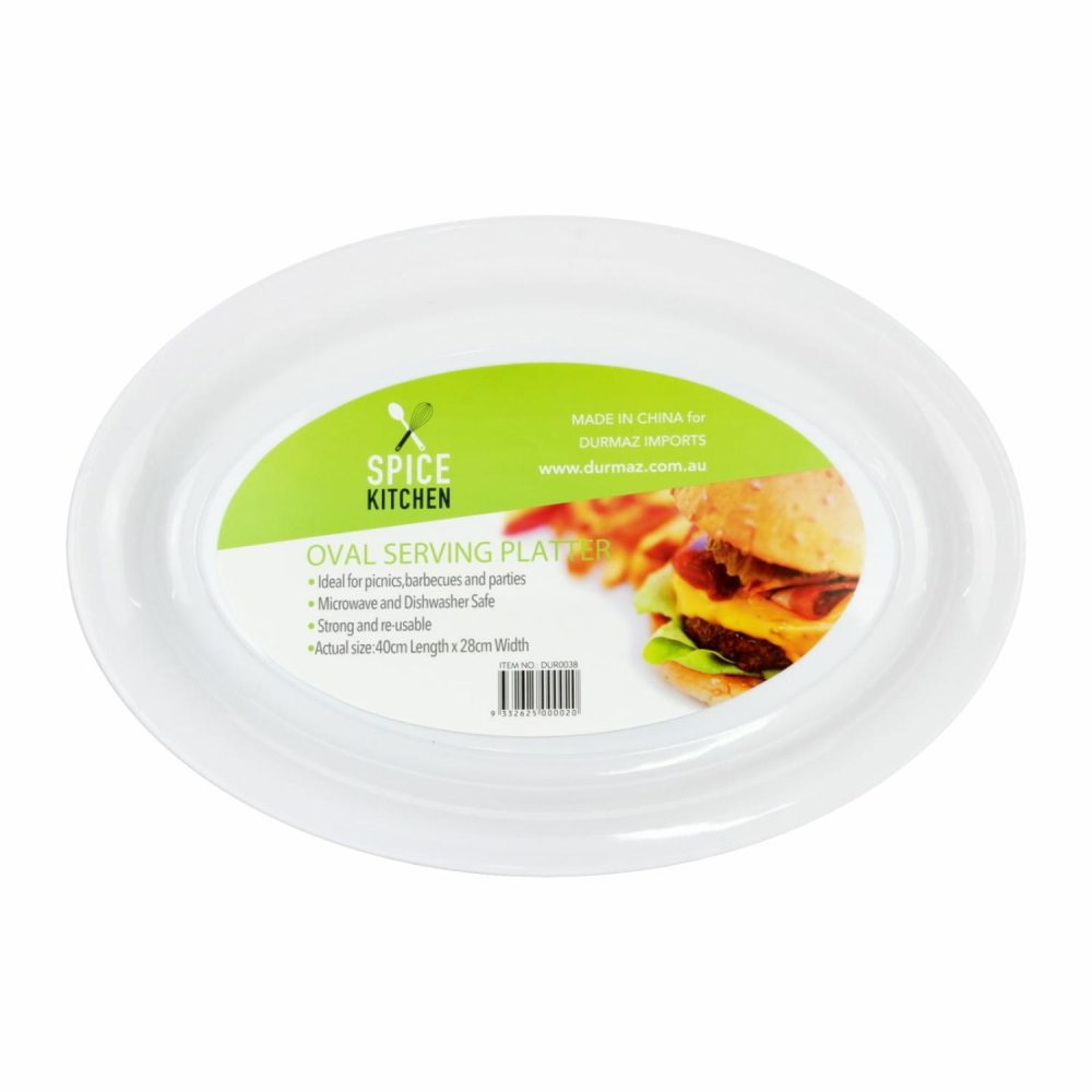 Plates, Platters & Bowls | White Plastic Oval Serving Platter 40Cm Catering & Kitchen Plates, Platters & Bowls