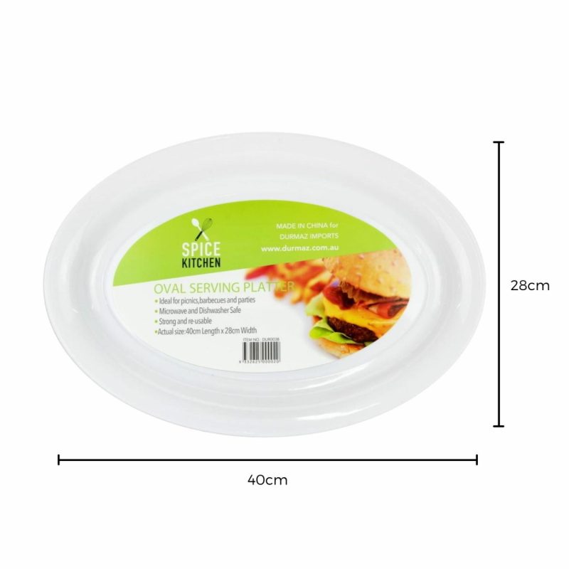 Plates, Platters & Bowls | White Plastic Oval Serving Platter 40Cm Catering & Kitchen Plates, Platters & Bowls