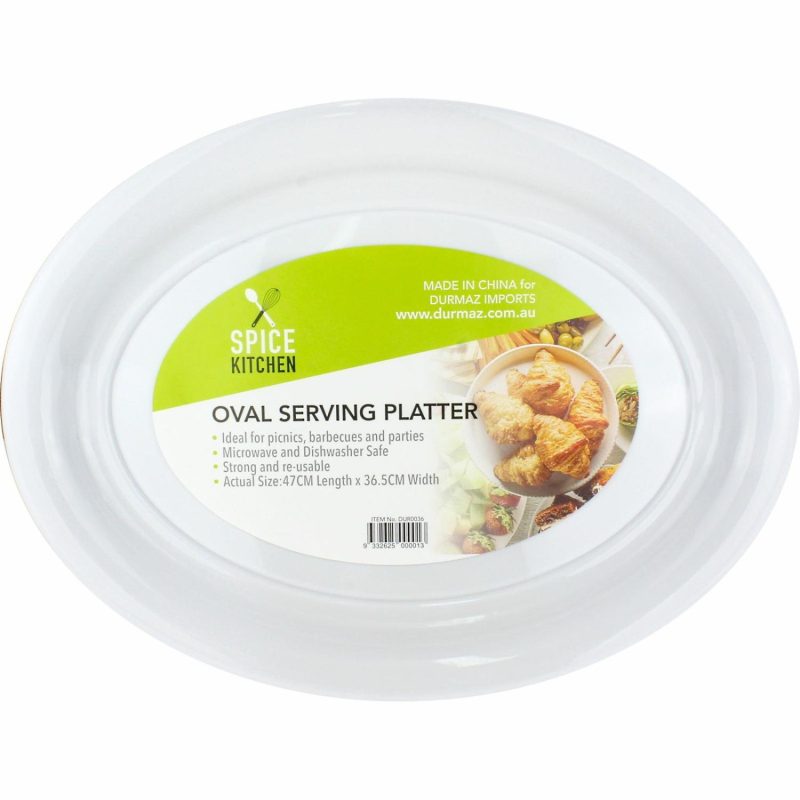 Plates, Platters & Bowls | White Plastic Oval Serving Platter 47Cm Catering & Kitchen Plates, Platters & Bowls