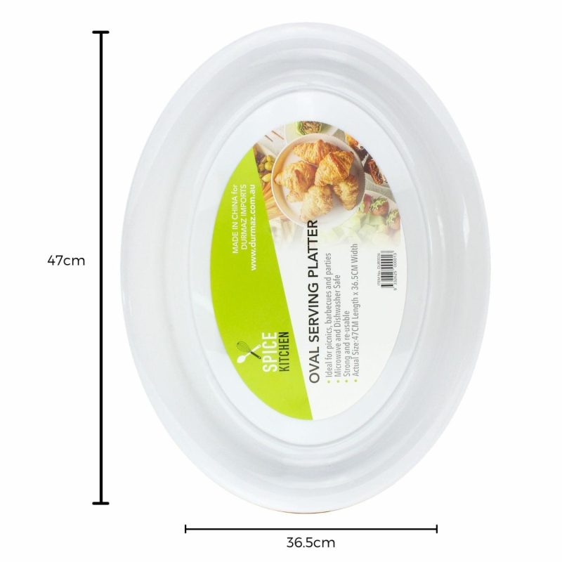 Plates, Platters & Bowls | White Plastic Oval Serving Platter 47Cm Catering & Kitchen Plates, Platters & Bowls