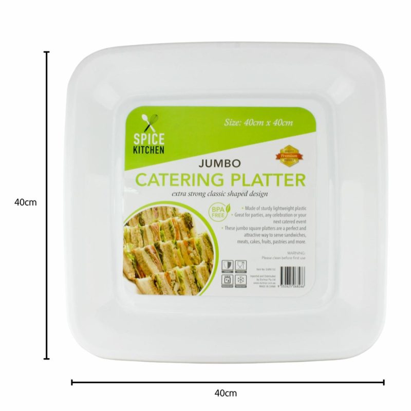 Plates, Platters & Bowls | White Plastic Square Platter 40Cm Catering & Kitchen Plates, Platters & Bowls