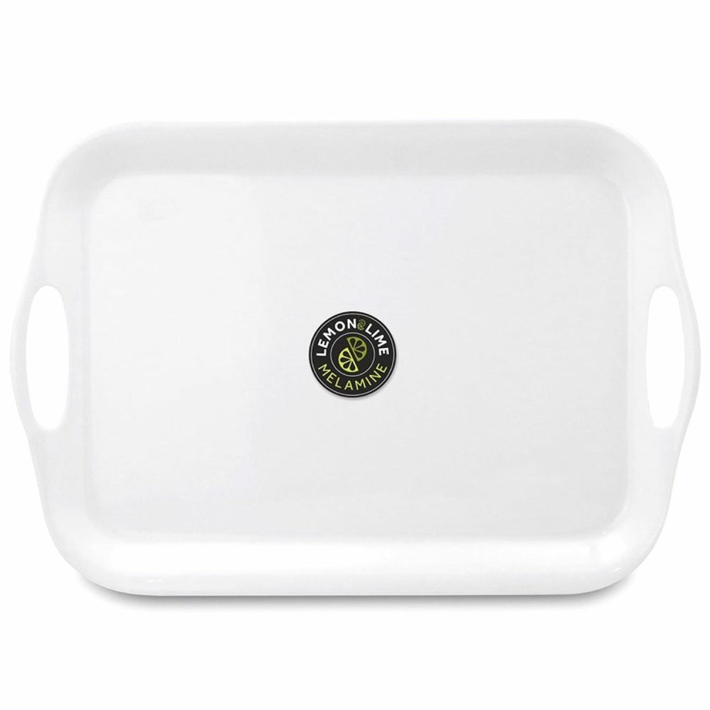 Plates, Platters & Bowls | White Rectangular Melamine Platter With Handles 41Cm X 28.5Cm Catering & Kitchen Plates, Platters & Bowls