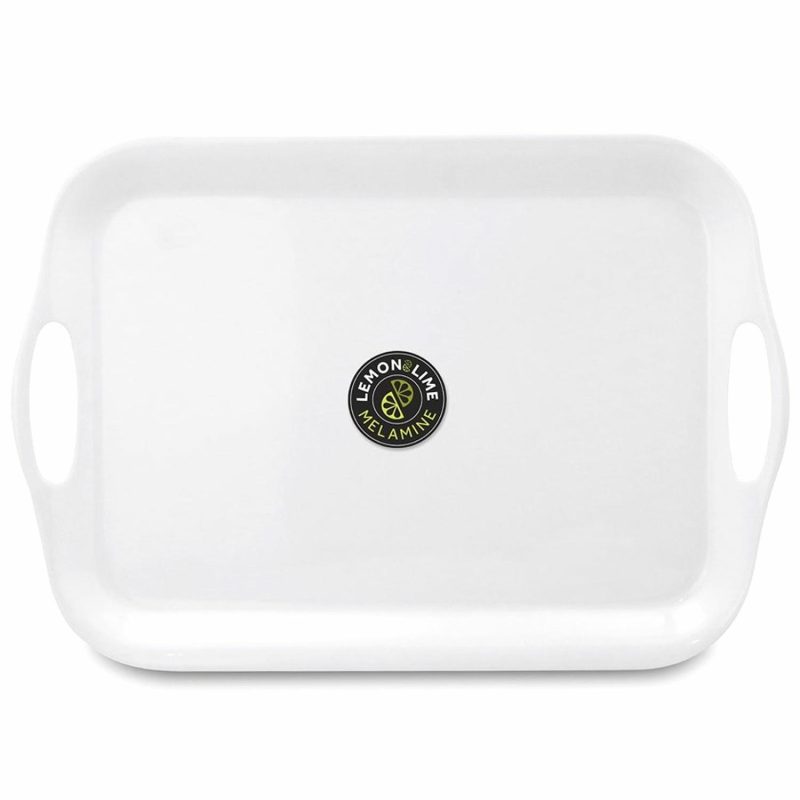 Plates, Platters & Bowls | White Rectangular Melamine Platter With Handles 41Cm X 28.5Cm Catering & Kitchen Plates, Platters & Bowls