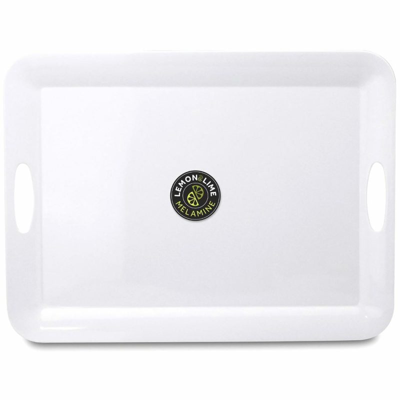 Plates, Platters & Bowls | White Rectangular Melamine Platter With Handles 50Cm X 37Cm Catering & Kitchen Plates, Platters & Bowls