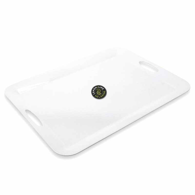 Plates, Platters & Bowls | White Rectangular Melamine Platter With Handles 50Cm X 37Cm Catering & Kitchen Plates, Platters & Bowls