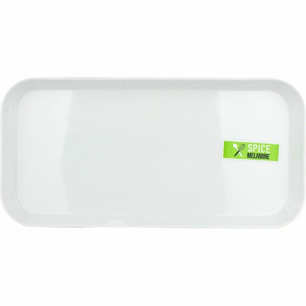 Plates, Platters & Bowls | White Rectangular Rounded Melamine Platter 31Cm X 15Cm Catering & Kitchen Plates, Platters & Bowls