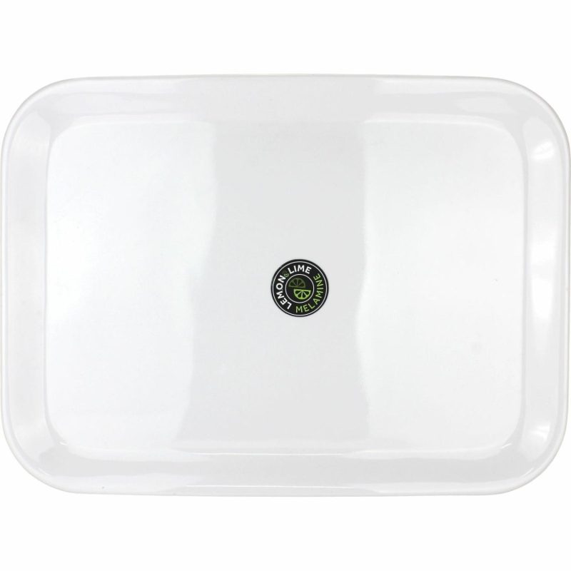 Plates, Platters & Bowls | White Rectangular Rounded Melamine Platter 39.5Cm X 29Cm Catering & Kitchen Plates, Platters & Bowls