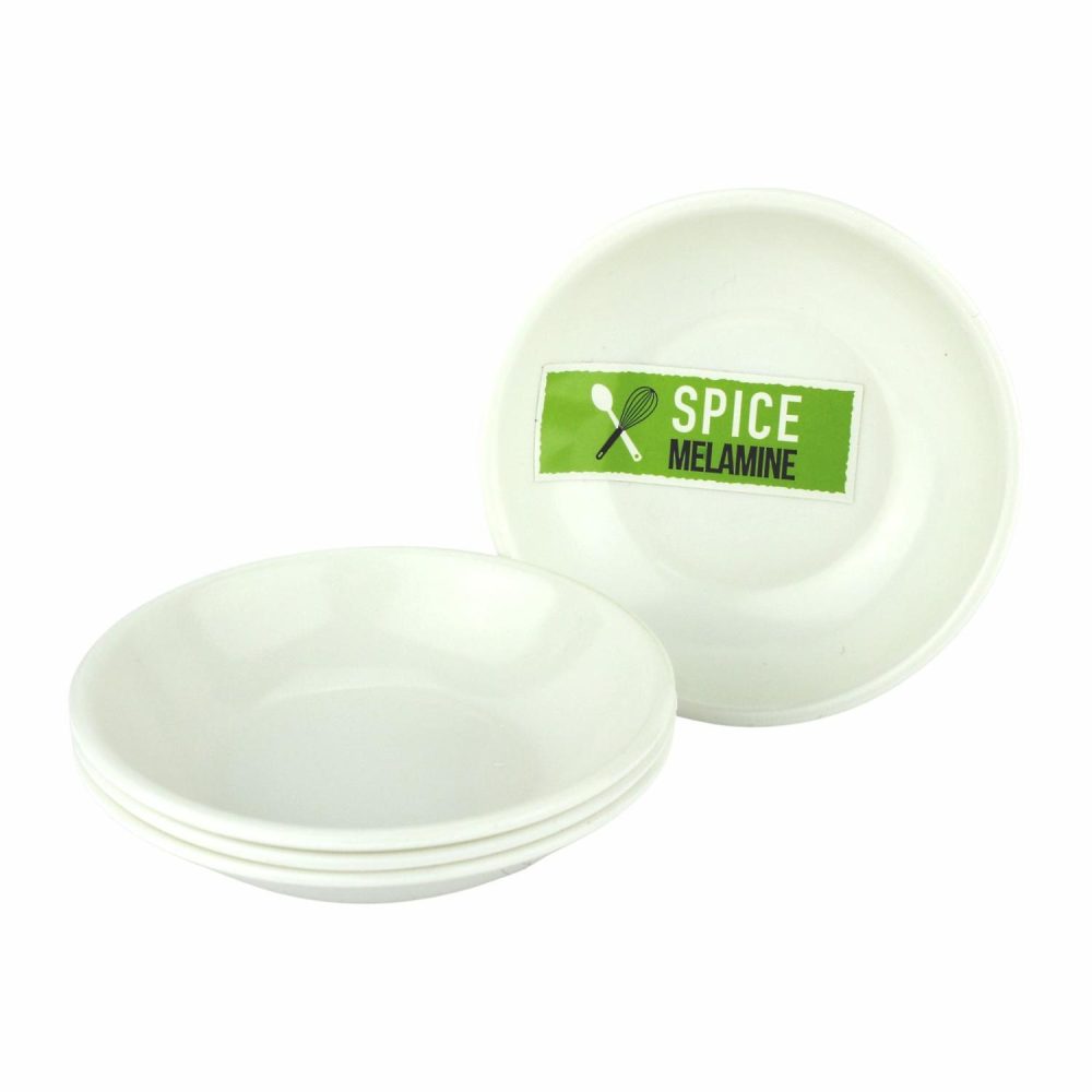 Plates, Platters & Bowls | White Round Melamine Sauce Dishes 9Cm (4 Pack) Catering & Kitchen Plates, Platters & Bowls