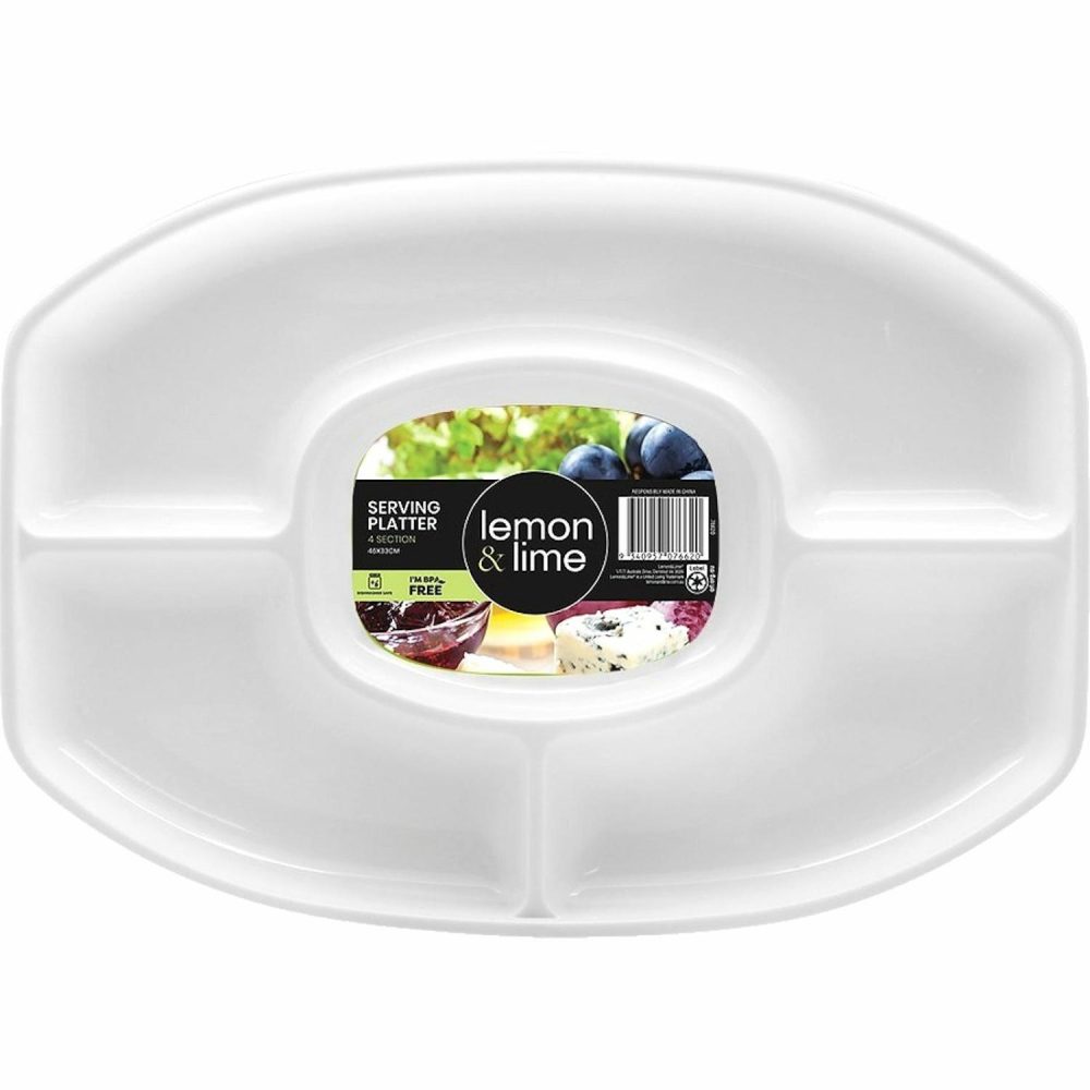 Plates, Platters & Bowls | White Serving Platter 4 Section Oval 46Cm Catering & Kitchen Plates, Platters & Bowls