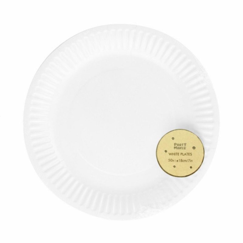 Plates, Platters & Bowls | White Small Round Paper Plates (Pack Of 50) Catering & Kitchen Plates, Platters & Bowls