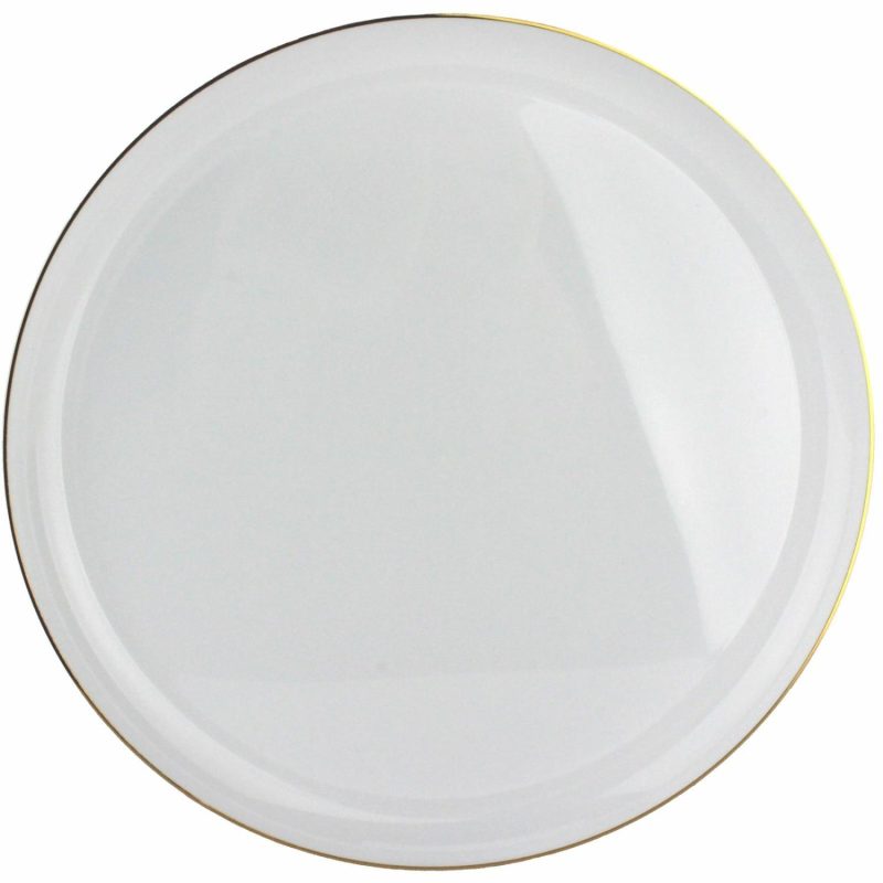 Plates, Platters & Bowls | White With Gold Trim Plastic Plates 21Cm (Pack Of 10) Catering & Kitchen Plates, Platters & Bowls