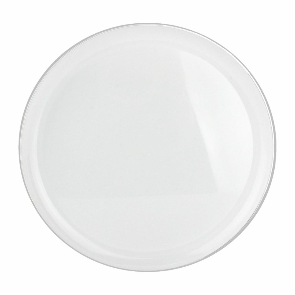 Plates, Platters & Bowls | White With Silver Trim Plastic Plates 16Cm (Pack Of 10) Catering & Kitchen Plates, Platters & Bowls