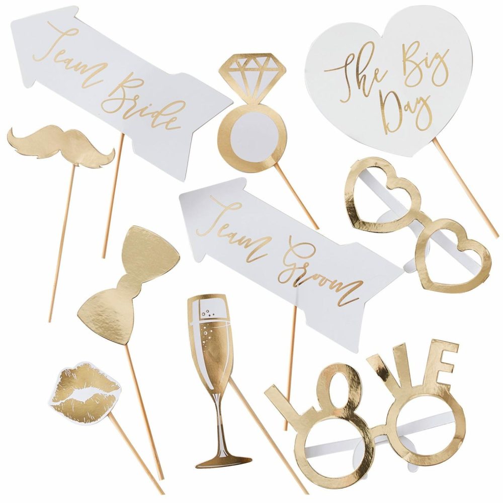 Props & Backdrops | Ginger Ray Gold Wedding Photo Props (Set Of 10) Decor Props & Backdrops