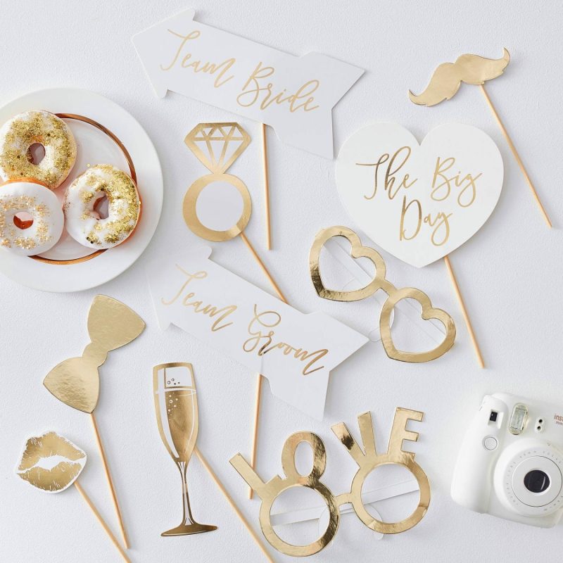 Props & Backdrops | Ginger Ray Gold Wedding Photo Props (Set Of 10) Decor Props & Backdrops