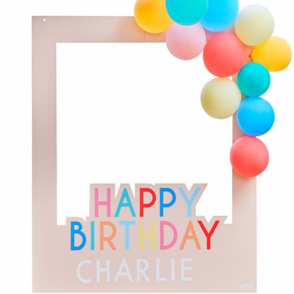 Props & Backdrops | Ginger Ray Multicoloured Customisable Happy Birthday Photo Frame With Balloons Decor Props & Backdrops