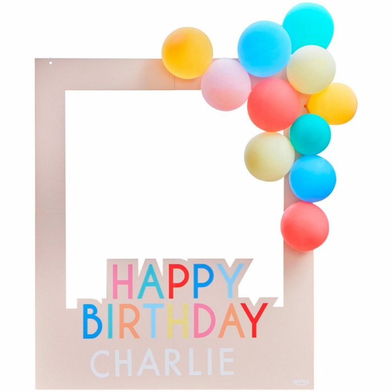 Props & Backdrops | Ginger Ray Multicoloured Customisable Happy Birthday Photo Frame With Balloons Decor Props & Backdrops