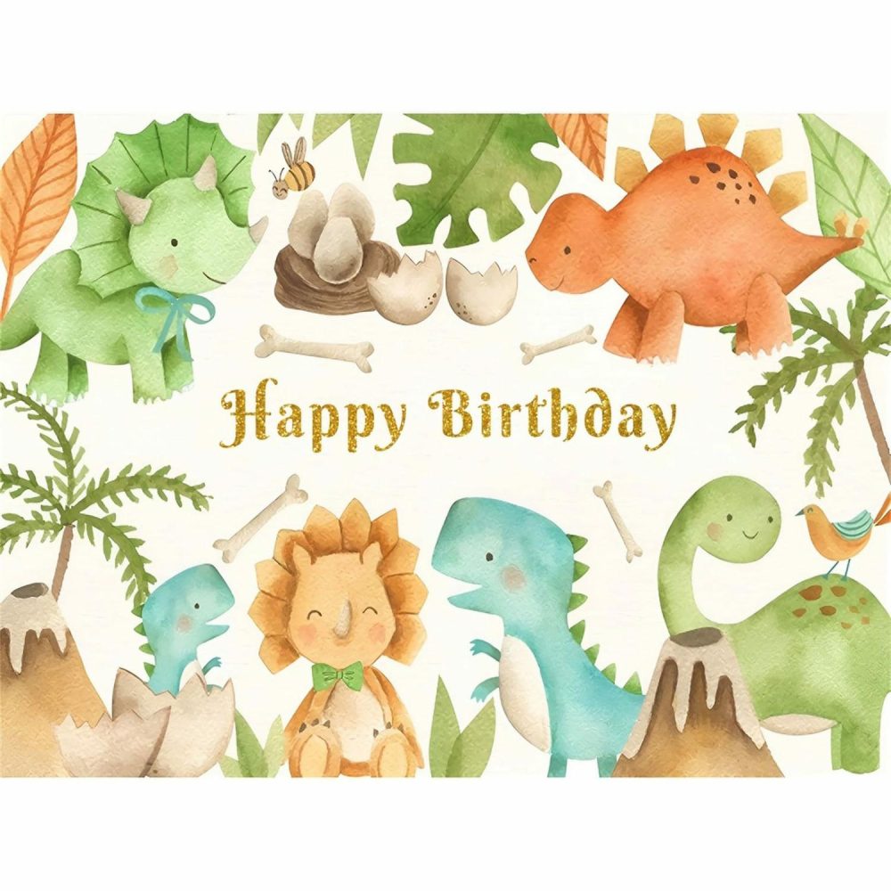 Props & Backdrops | Little Dino Happy Birthday Fabric Backdrop Decor Props & Backdrops