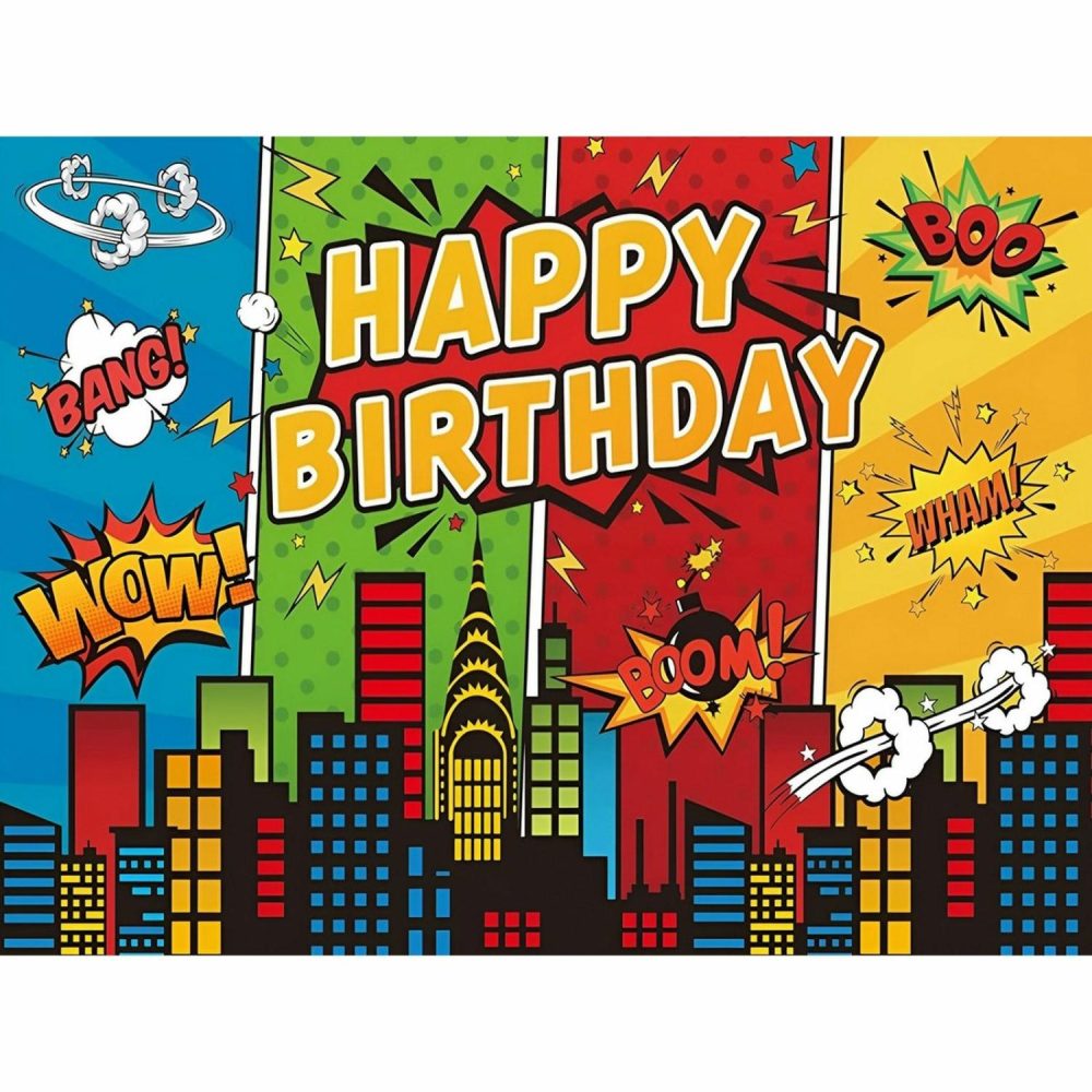 Props & Backdrops | Superhero Happy Birthday Fabric Backdrop Decor Props & Backdrops