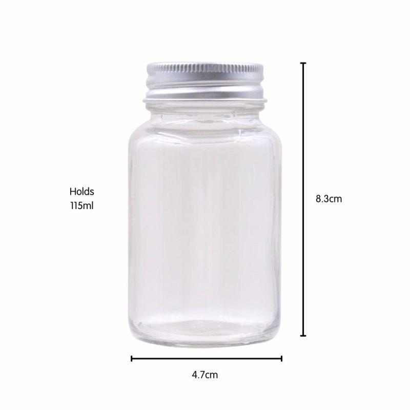 Storage & Containers | Clear Glass Round Screw Top Jar With Silver Lid 115Ml Catering & Kitchen Storage & Containers