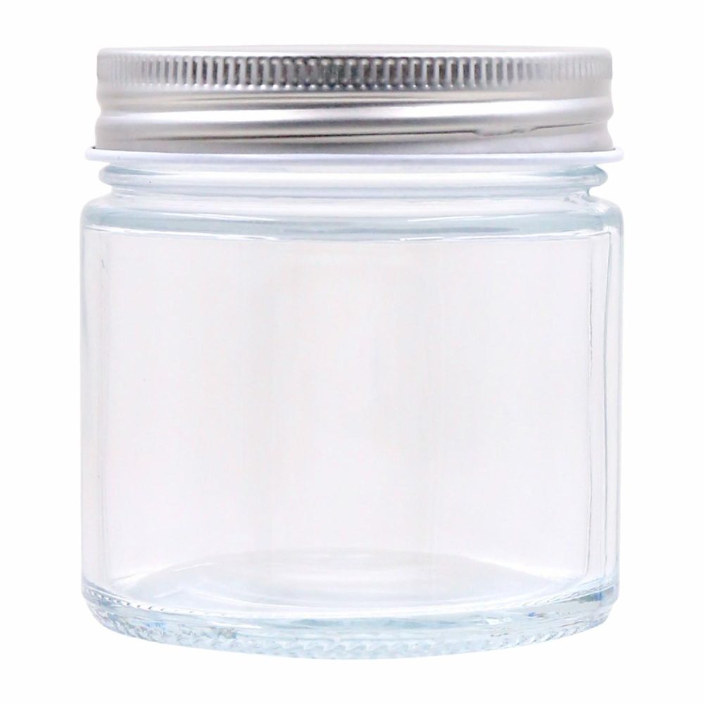 Storage & Containers | Clear Glass Round Screw Top Jar With Silver Lid 220Ml Catering & Kitchen Storage & Containers