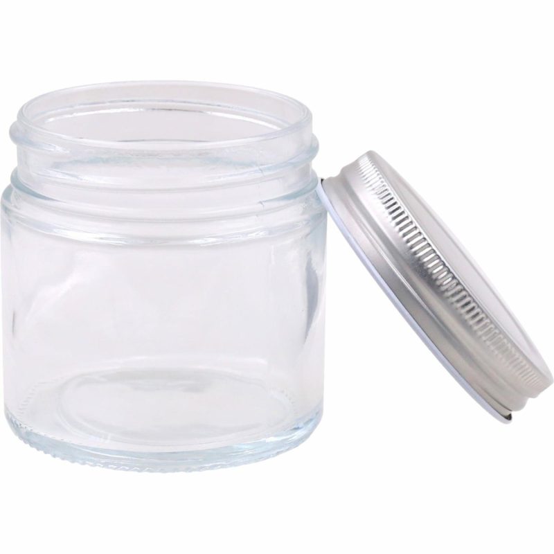 Storage & Containers | Clear Glass Round Screw Top Jar With Silver Lid 220Ml Catering & Kitchen Storage & Containers