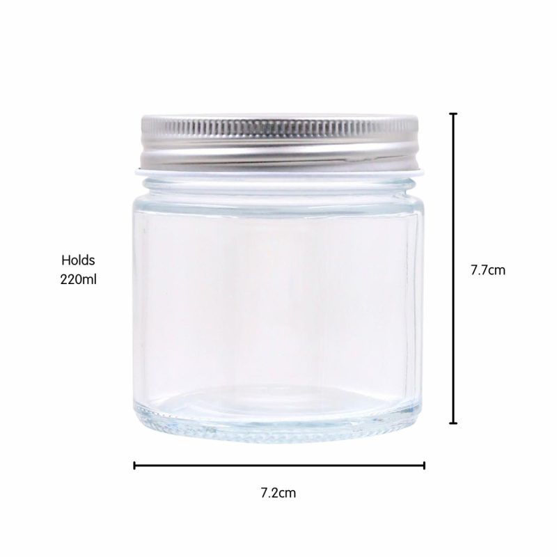 Storage & Containers | Clear Glass Round Screw Top Jar With Silver Lid 220Ml Catering & Kitchen Storage & Containers