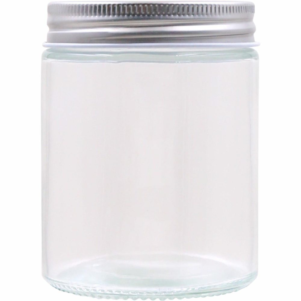 Storage & Containers | Clear Glass Round Screw Top Jar With Silver Lid 320Ml Catering & Kitchen Storage & Containers