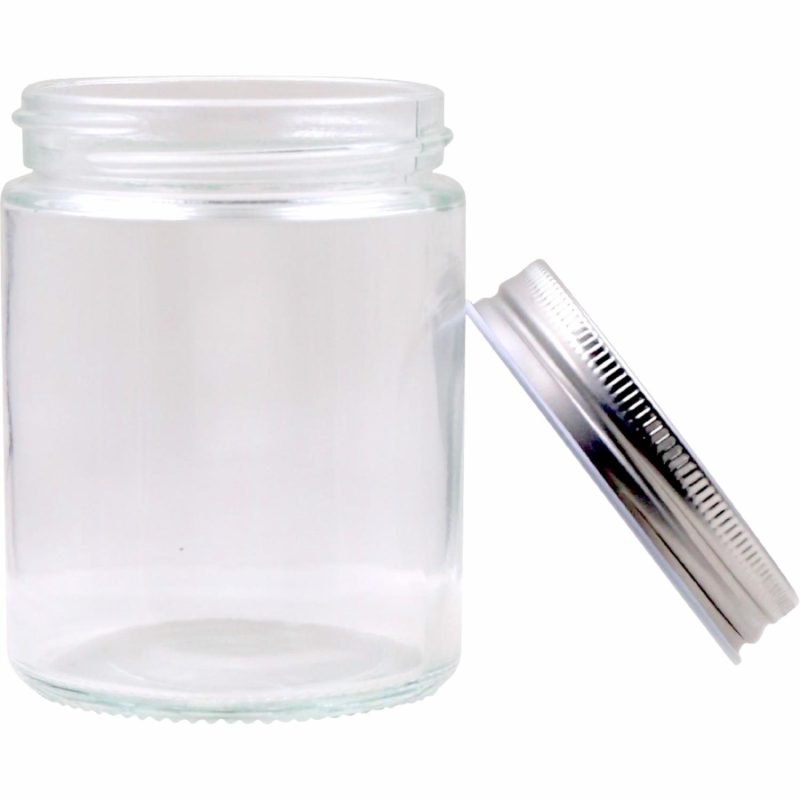 Storage & Containers | Clear Glass Round Screw Top Jar With Silver Lid 320Ml Catering & Kitchen Storage & Containers