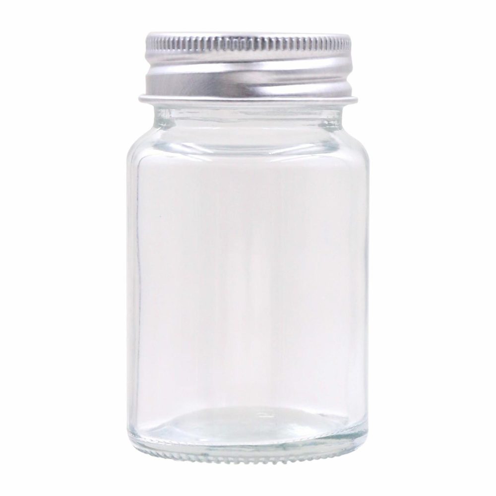 Storage & Containers | Clear Glass Round Screw Top Jar With Silver Lid 65Ml Catering & Kitchen Storage & Containers