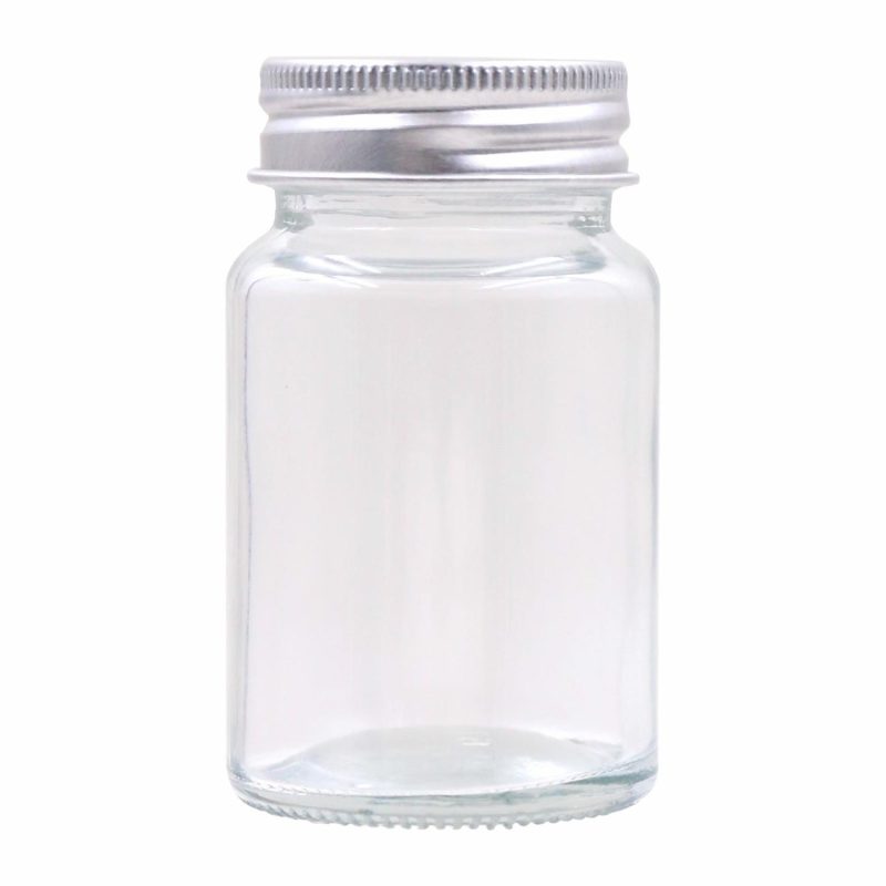 Storage & Containers | Clear Glass Round Screw Top Jar With Silver Lid 65Ml Catering & Kitchen Storage & Containers