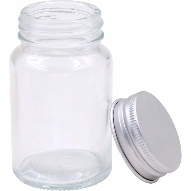 Storage & Containers | Clear Glass Round Screw Top Jar With Silver Lid 65Ml Catering & Kitchen Storage & Containers