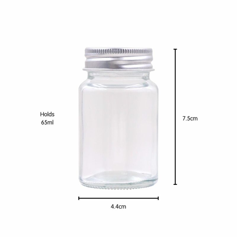 Storage & Containers | Clear Glass Round Screw Top Jar With Silver Lid 65Ml Catering & Kitchen Storage & Containers