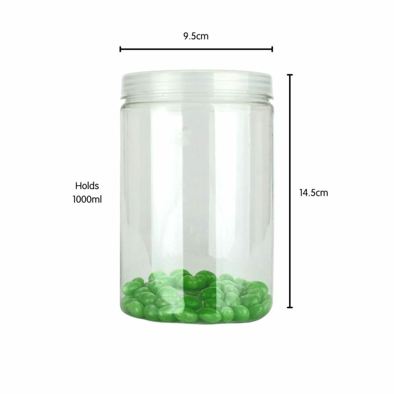 Storage & Containers | Clear Plastic Round Screw Top Jar 1000Ml Catering & Kitchen Storage & Containers