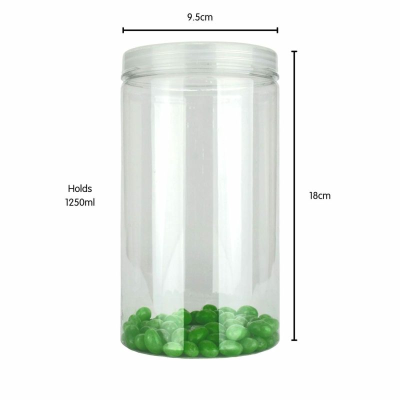 Storage & Containers | Clear Plastic Round Screw Top Jar 1250Ml Catering & Kitchen Storage & Containers