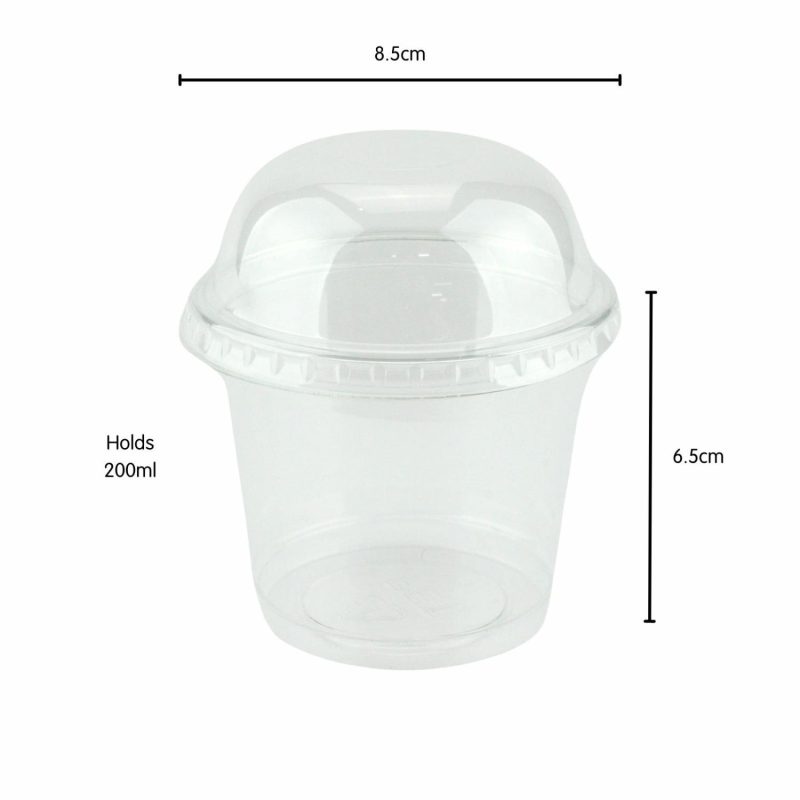 Storage & Containers | Clear Snack Cups With Dome Lids 200Ml (Pack Of 5) Catering & Kitchen Storage & Containers