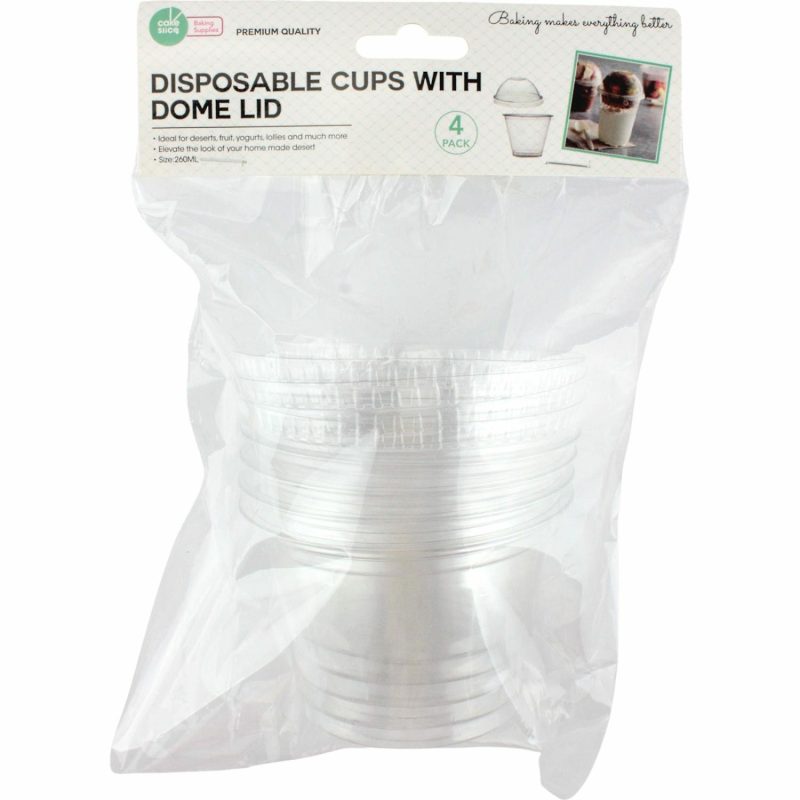 Storage & Containers | Clear Snack Cups With Dome Lids 260Ml (Pack Of 4) Catering & Kitchen Storage & Containers