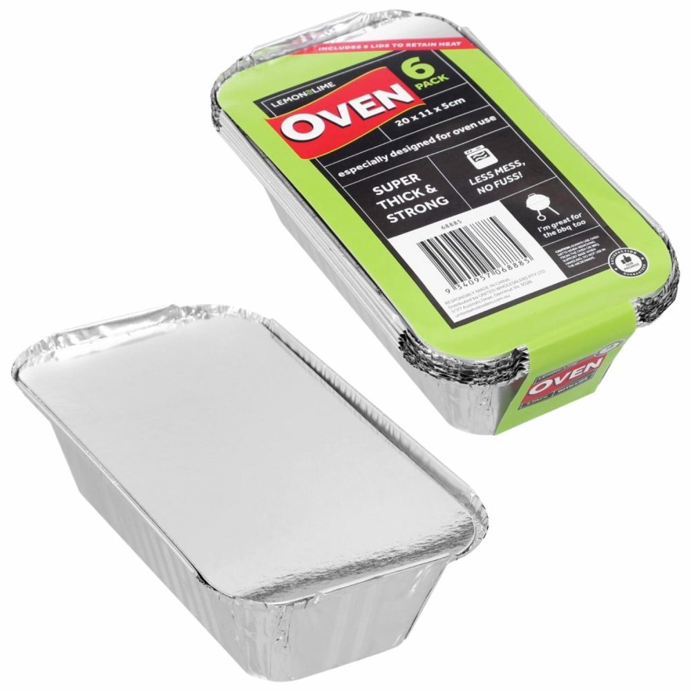 Storage & Containers | Foil Oven Trays With Lids 20Cm X 11Cm X 5Cm (Pack Of 6) Catering & Kitchen Storage & Containers